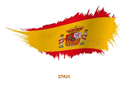 Flag of Spain in grunge style with waving effect, vector grunge brush stroke flag.のイラスト素材