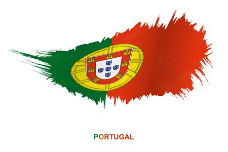 Flag of Portugal in grunge style with waving effect, vector grunge brush stroke flag.のイラスト素材