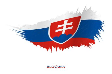 Flag of Slovakia in grunge style with waving effect, vector grunge brush stroke flag.のイラスト素材