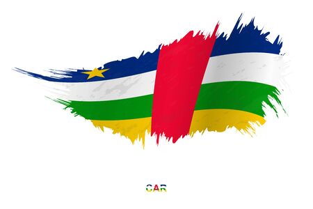 Flag of Central African Republic in grunge style with waving effect, vector grunge brush stroke flag.のイラスト素材