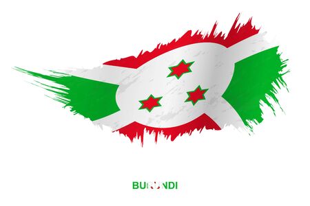 Flag of Burundi in grunge style with waving effect, vector grunge brush stroke flag.のイラスト素材