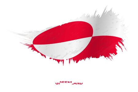 Flag of Greenland in grunge style with waving effect, vector grunge brush stroke flag.のイラスト素材