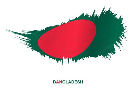 Flag of Bangladesh in grunge style with waving effect, vector grunge brush stroke flag.のイラスト素材