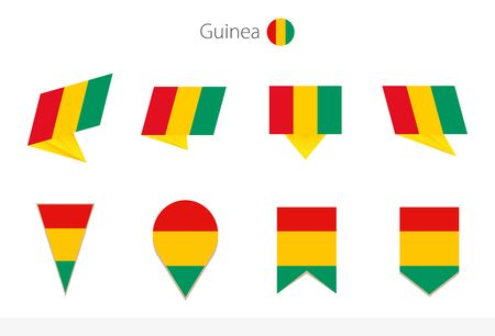 Guinea national flag collection, eight versions of Guinea vector flags. Vector illustration.のイラスト素材