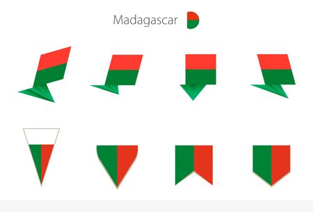 Madagascar national flag collection, eight versions of Madagascar vector flags. Vector illustration.のイラスト素材