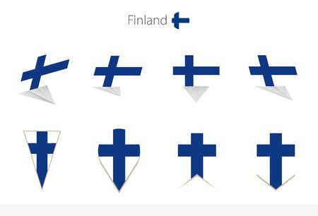 Finland national flag collection, eight versions of Finland vector flags. Vector illustration.のイラスト素材