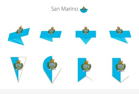 San Marino national flag collection, eight versions of San Marino vector flags. Vector illustration.のイラスト素材