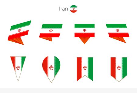 Iran national flag collection, eight versions of Iran vector flags. Vector illustration.のイラスト素材