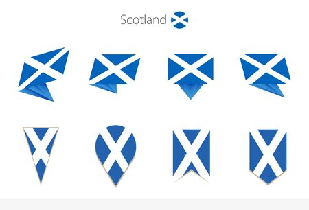 Scotland national flag collection, eight versions of Scotland vector flags. Vector illustration.のイラスト素材