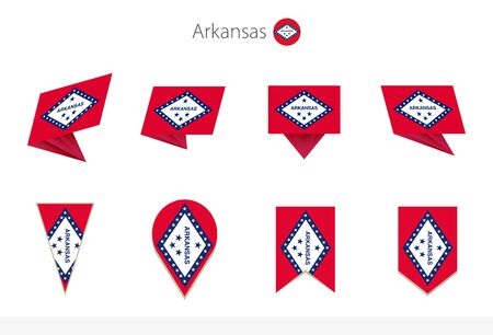 Arkansas US State flag collection, eight versions of Arkansas vector flags. Vector illustration.のイラスト素材