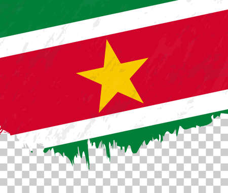 Grunge-style flag of Suriname on a transparent background. Vector textured flag of Suriname for vertical design.のイラスト素材