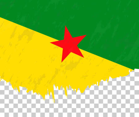 Grunge-style flag of French Guiana on a transparent background. Vector textured flag of French Guiana for vertical design.のイラスト素材