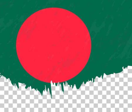 Grunge-style flag of Bangladesh on a transparent background. Vector textured flag of Bangladesh for vertical design.のイラスト素材