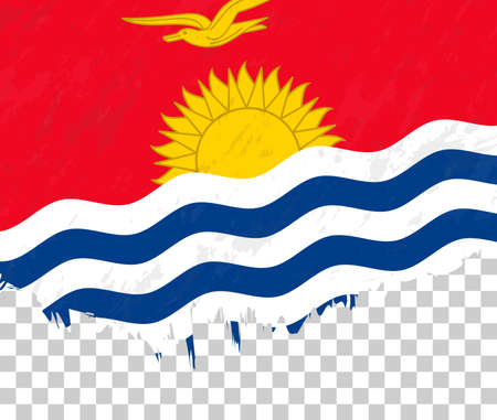 Grunge-style flag of Kiribati on a transparent background. Vector textured flag of Kiribati for vertical design.のイラスト素材