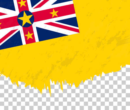 Grunge-style flag of Niue on a transparent background. Vector textured flag of Niue for vertical design.のイラスト素材