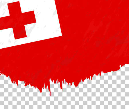 Grunge-style flag of Tonga on a transparent background. Vector textured flag of Tonga for vertical design.のイラスト素材