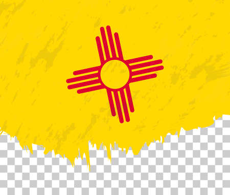 Grunge-style flag of New Mexico on a transparent background. Vector textured flag of New Mexico for vertical design.のイラスト素材