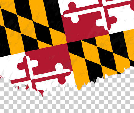 Grunge-style flag of Maryland on a transparent background. Vector textured flag of Maryland for vertical design.のイラスト素材