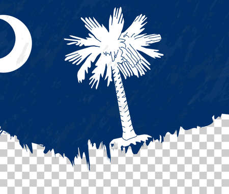 Grunge-style flag of South Carolina on a transparent background. Vector textured flag of South Carolina for vertical design.のイラスト素材