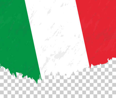 Grunge-style flag of Italy on a transparent background. Vector textured flag of Italy for vertical design.のイラスト素材