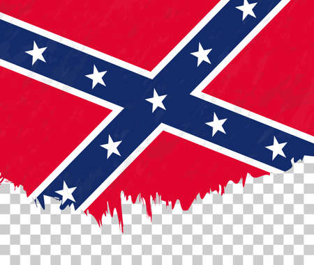Grunge-style flag of Confederate on a transparent background. Vector textured flag of Confederate for vertical design.のイラスト素材