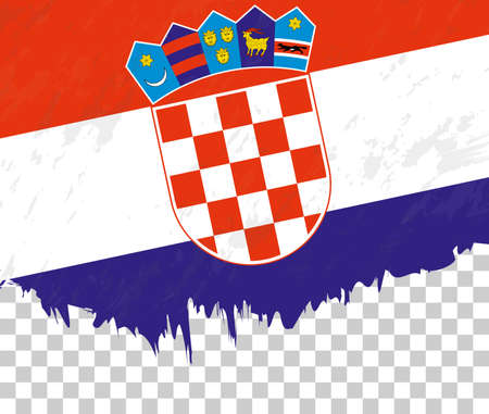 Grunge-style flag of Croatia on a transparent background. Vector textured flag of Croatia for vertical design.のイラスト素材