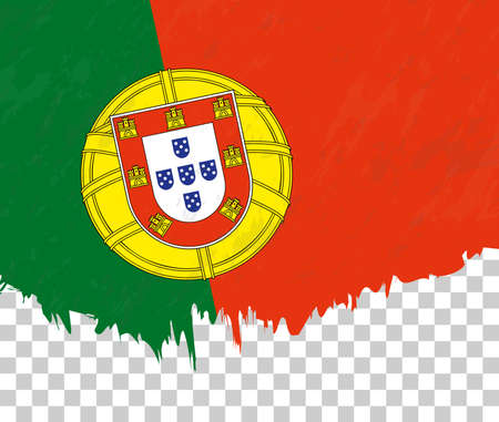 Grunge-style flag of Portugal on a transparent background. Vector textured flag of Portugal for vertical design.のイラスト素材