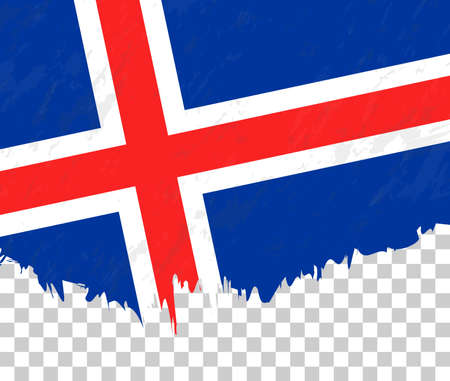 Grunge-style flag of Iceland on a transparent background. Vector textured flag of Iceland for vertical design.のイラスト素材