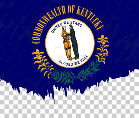 Grunge-style flag of Kentucky on a transparent background. Vector textured flag of Kentucky for vertical design.のイラスト素材