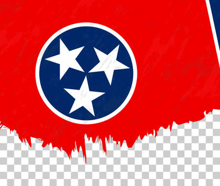 Grunge-style flag of Tennessee on a transparent background. Vector textured flag of Tennessee for vertical design.のイラスト素材