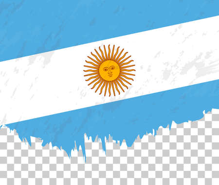 Grunge-style flag of Argentina on a transparent background. Vector textured flag of Argentina for vertical design.のイラスト素材