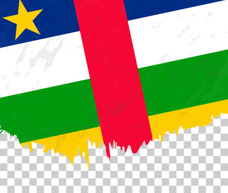 Grunge-style flag of Central African Republic on a transparent background. Vector textured flag of Central African Republic for vertical design.のイラスト素材