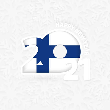 Happy New Year 2021 for Finland on snowflake background. Greeting Finland with new 2021 year.のイラスト素材