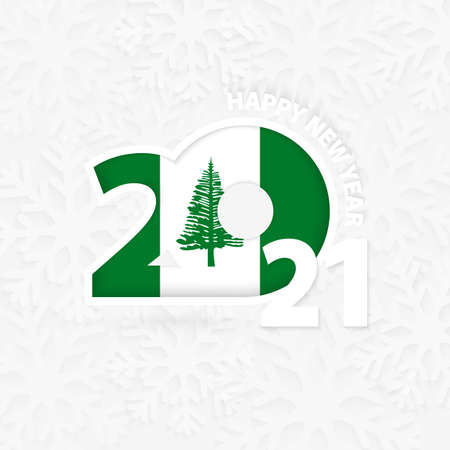 Happy New Year 2021 for Norfolk Island on snowflake background. Greeting Norfolk Island with new 2021 year.のイラスト素材