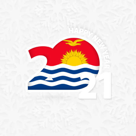 Happy New Year 2021 for Kiribati on snowflake background. Greeting Kiribati with new 2021 year.のイラスト素材