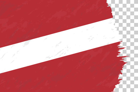 Horizontal Abstract Grunge Brushed Flag of Latvia on Transparent Grid. Vector Template.のイラスト素材