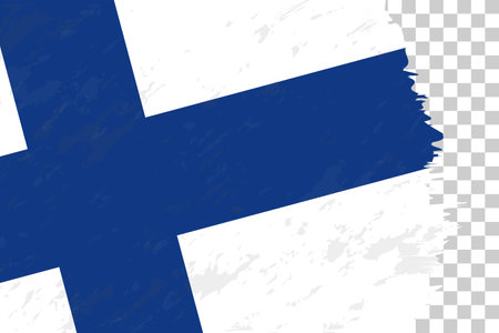 Horizontal Abstract Grunge Brushed Flag of Finland on Transparent Grid. Vector Template.のイラスト素材