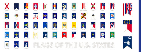 Vertical flag collection of the US States. Vector flag in vertical design.のイラスト素材