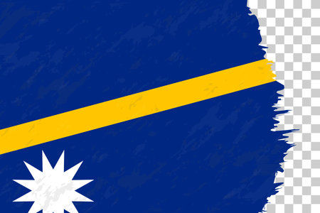 Horizontal Abstract Grunge Brushed Flag of Nauru on Transparent Grid. Vector Template.のイラスト素材