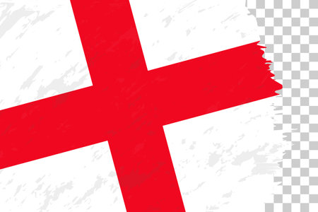 Horizontal Abstract Grunge Brushed Flag of England on Transparent Grid. Vector Template.のイラスト素材