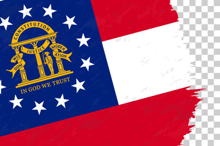 Horizontal Abstract Grunge Brushed Flag of Georgia on Transparent Grid. Vector Template.のイラスト素材