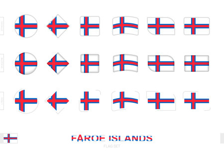 Faroe Islands flag set, simple flags of Faroe Islands with three different effects. Vector illustration.のイラスト素材