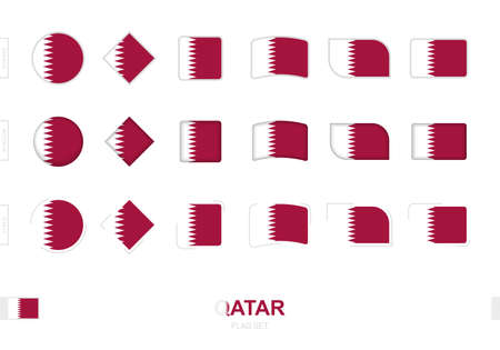 Qatar flag set, simple flags of Qatar with three different effects. Vector illustration.のイラスト素材