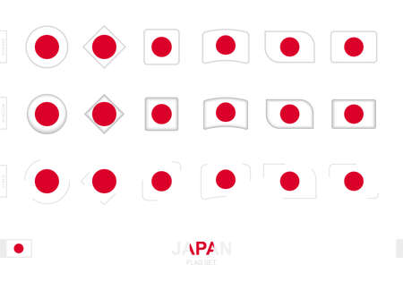 Japan flag set, simple flags of Japan with three different effects. Vector illustration.のイラスト素材