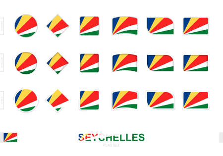 Seychelles flag set, simple flags of Seychelles with three different effects. Vector illustration.のイラスト素材