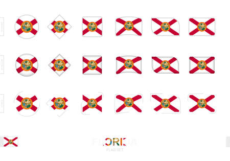 Florida flag set, simple flags of Florida with three different effects. Vector illustration.のイラスト素材