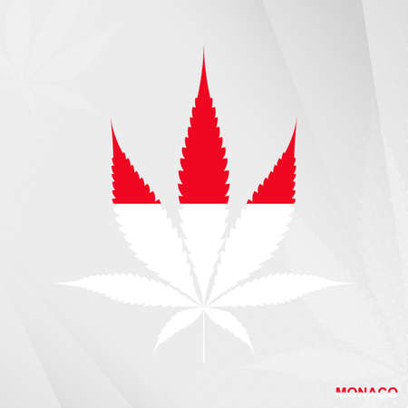 Flag of Monaco in Marijuana leaf shape. The concept of legalization Cannabis in Monaco. Medical cannabis illustration.のイラスト素材