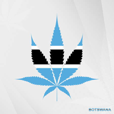 Flag of Botswana in Marijuana leaf shape. The concept of legalization Cannabis in Botswana. Medical cannabis illustration.のイラスト素材