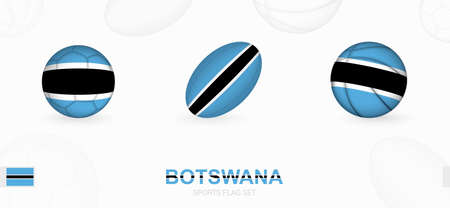 Sports icons for football, rugby and basketball with the flag of Botswana. Vector icon set on a sports background.のイラスト素材