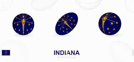 Sports icons for football, rugby and basketball with the flag of Indiana. Vector icon set on a sports background.のイラスト素材